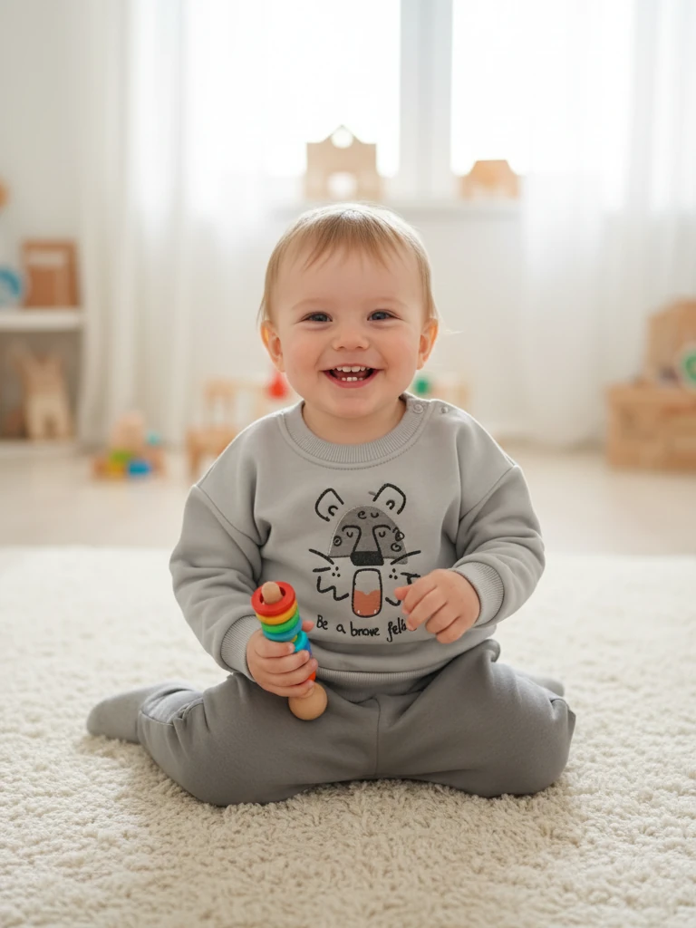 Erkek Bebek Şardonlu İkili Takım - taş