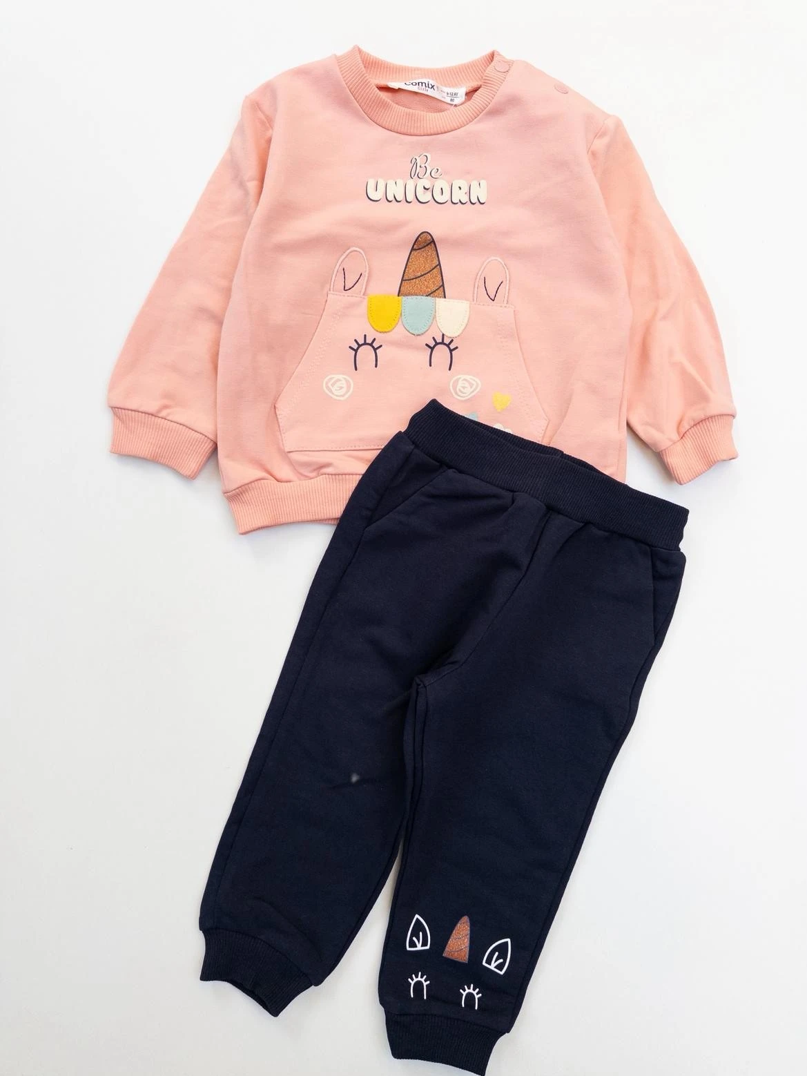 Kız Bebek Unicorn Baskılı İkili Takım