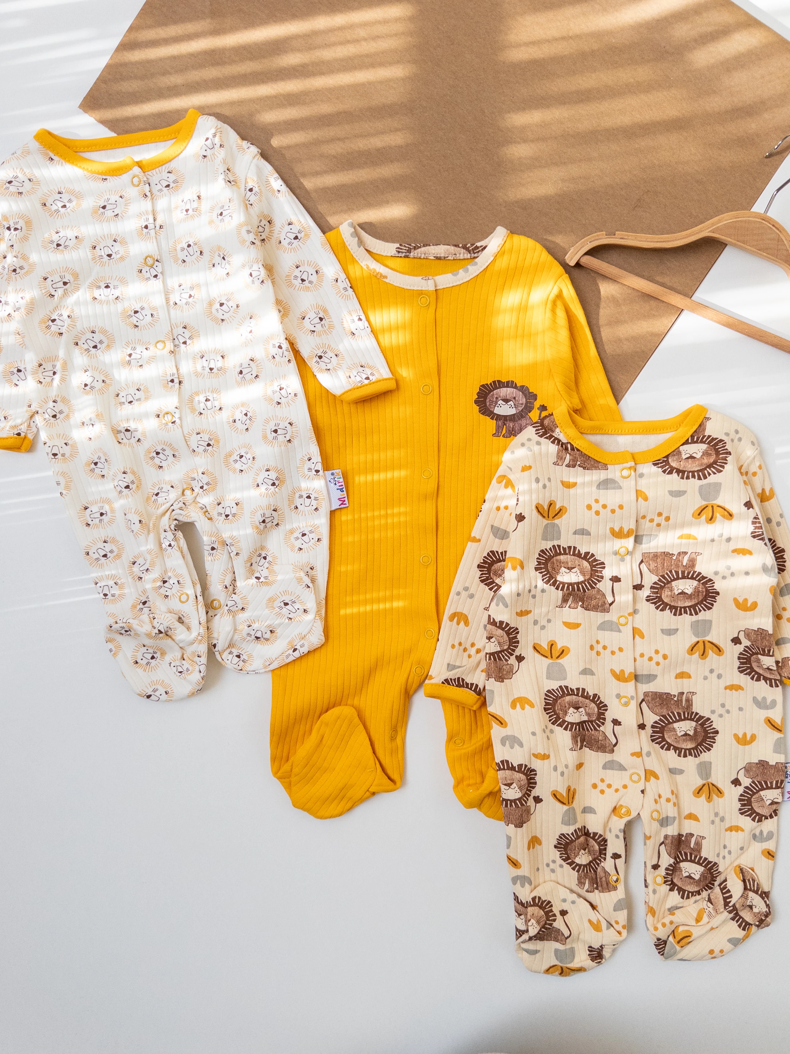 Erkek Bebek Fitilli Aslanlı 3Lü Tulum Set