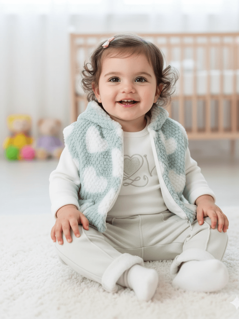 Kız Bebek Zara Model Peluş Üçlü Takım - mint yeşili