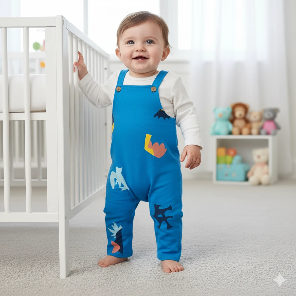 Erkek Bebek Şekilli Salopet Mevsimlik İkili Takım