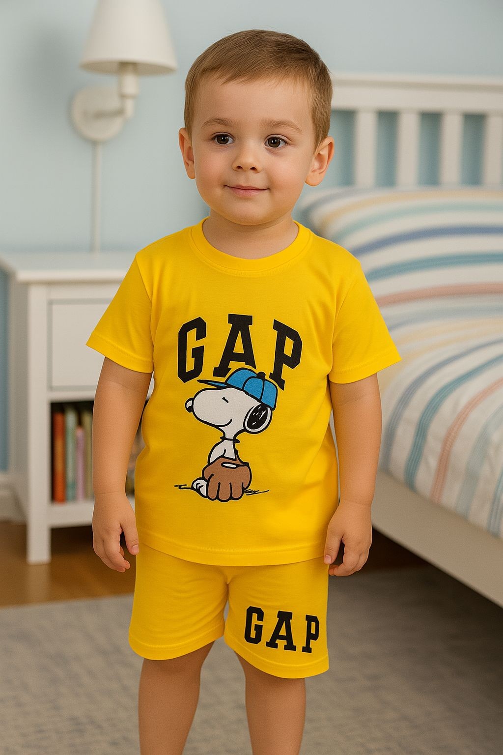 Erkek Çocuk 7-10 Yaş Snoopy Şortlu İkili Takım