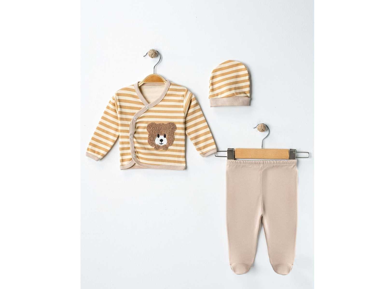 Erkek Bebek Ayıcıklı 3 Lü Takım