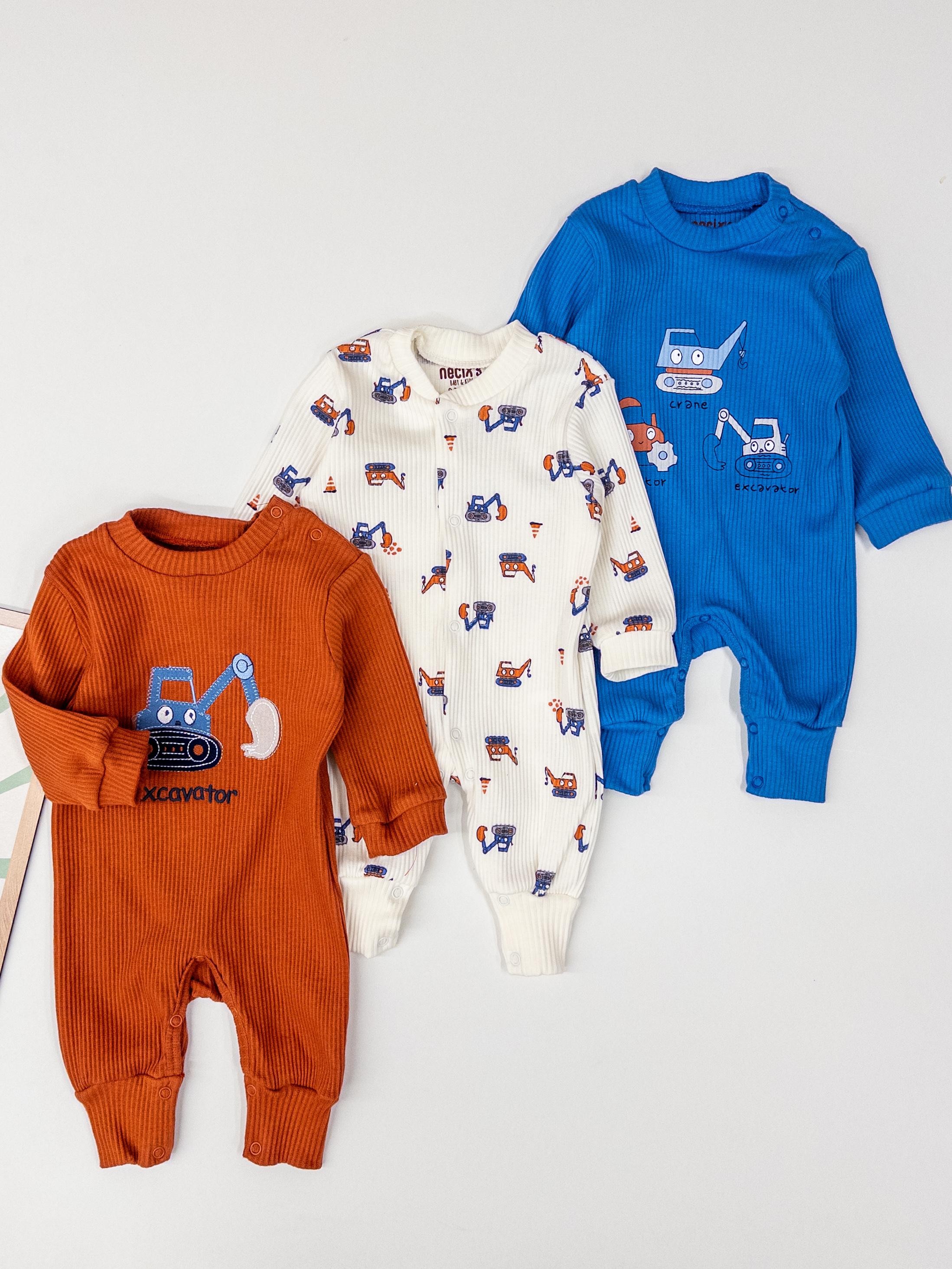 Erkek Bebek Fitilli Boydan Çıtçıtlı 3Lü Tulum Set