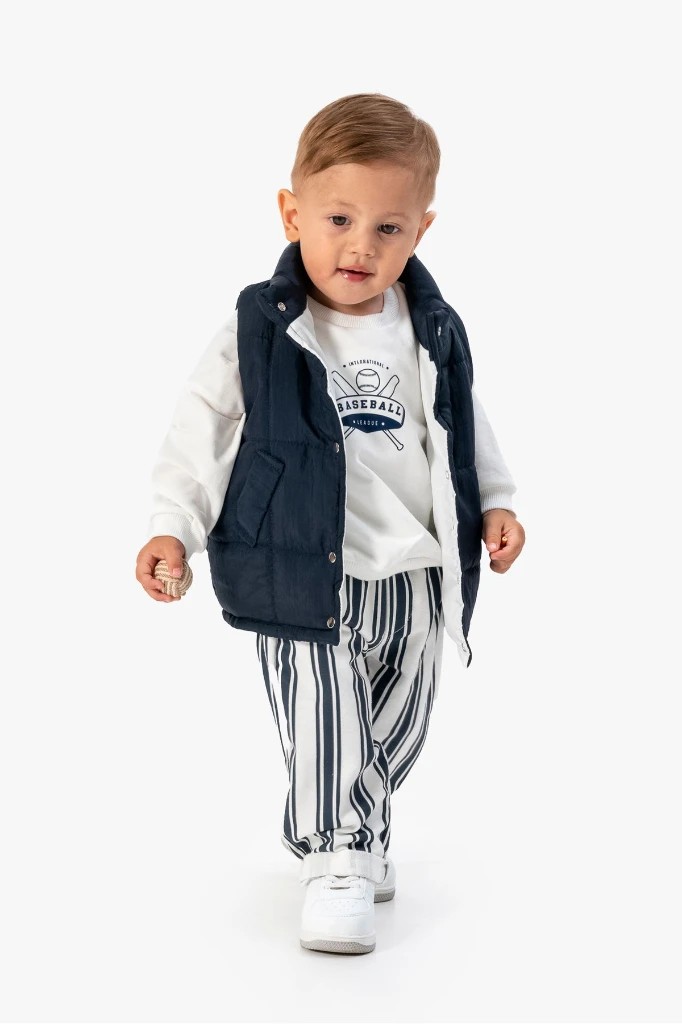 Erkek Bebek Şişme Yelekli 3'lü Takım  - lacivert