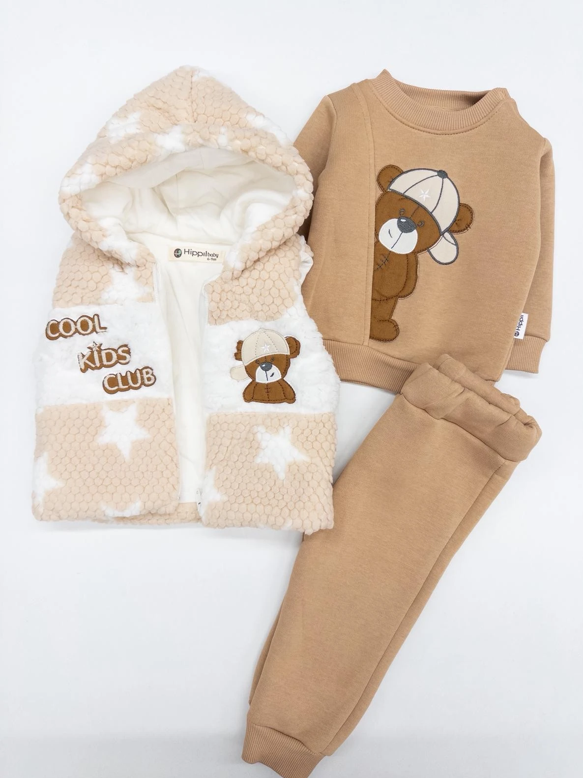 Erkek Bebek  Cool Kids ŞardonluYelekli Üçlü Takım
