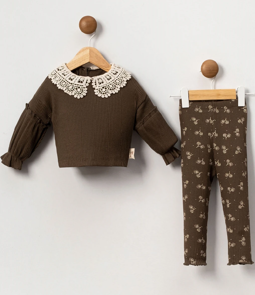 Kız Bebek Fitilli Yakalı İkili Takım