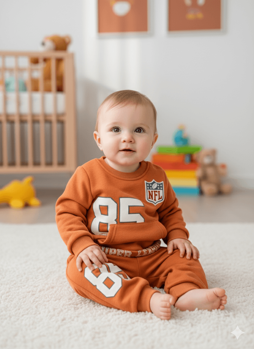 Erkek Bebek NFL Baskılı Şardonlu İkili Takım - turuncu