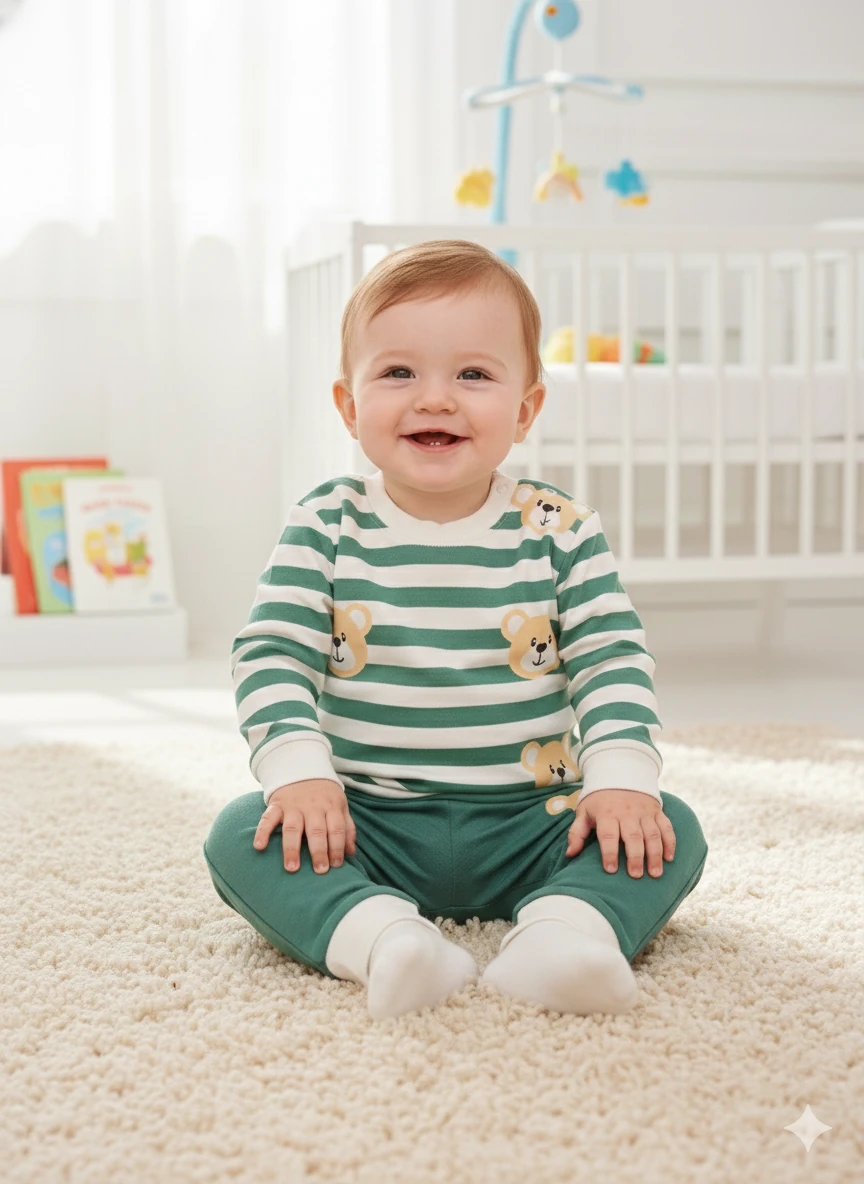 Erkek Bebek Ayıcıklı İkili Takım