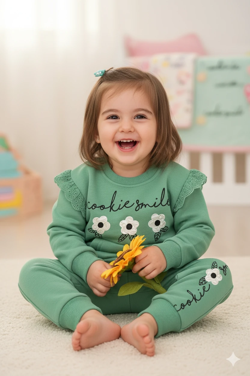Kız Bebek Cookie Smile Şardonlu İkili Takım