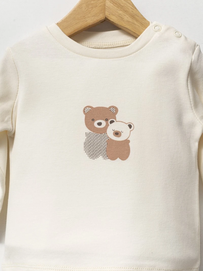 Erkek Bebek Kapüşonlu Hırkalı Üçlü Takım