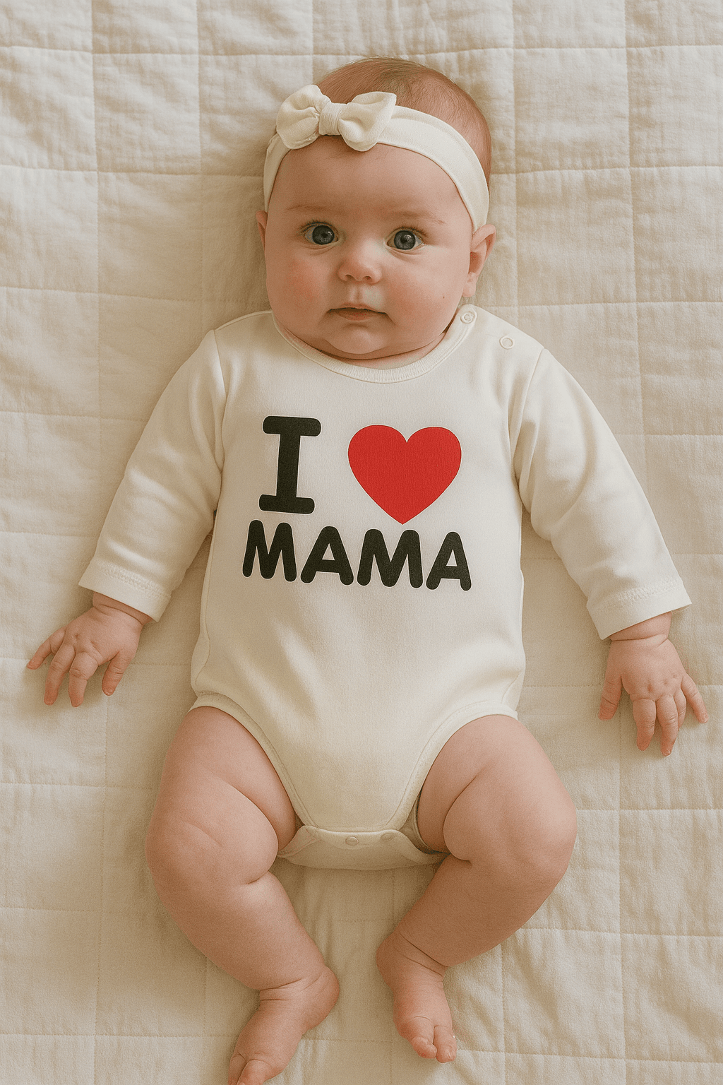 Kız Bebek I Love Mama Baskılı Badi