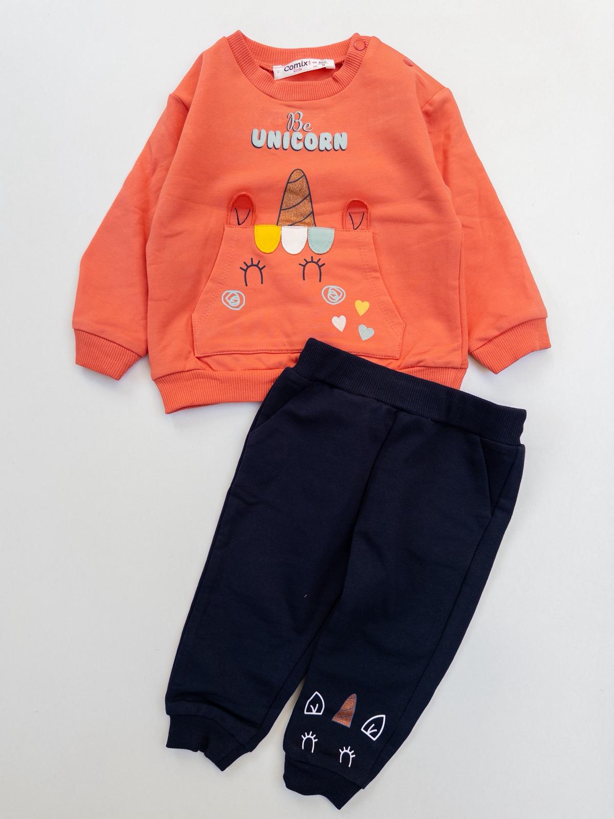 Kız Bebek Unicorn Baskılı İkili Takım