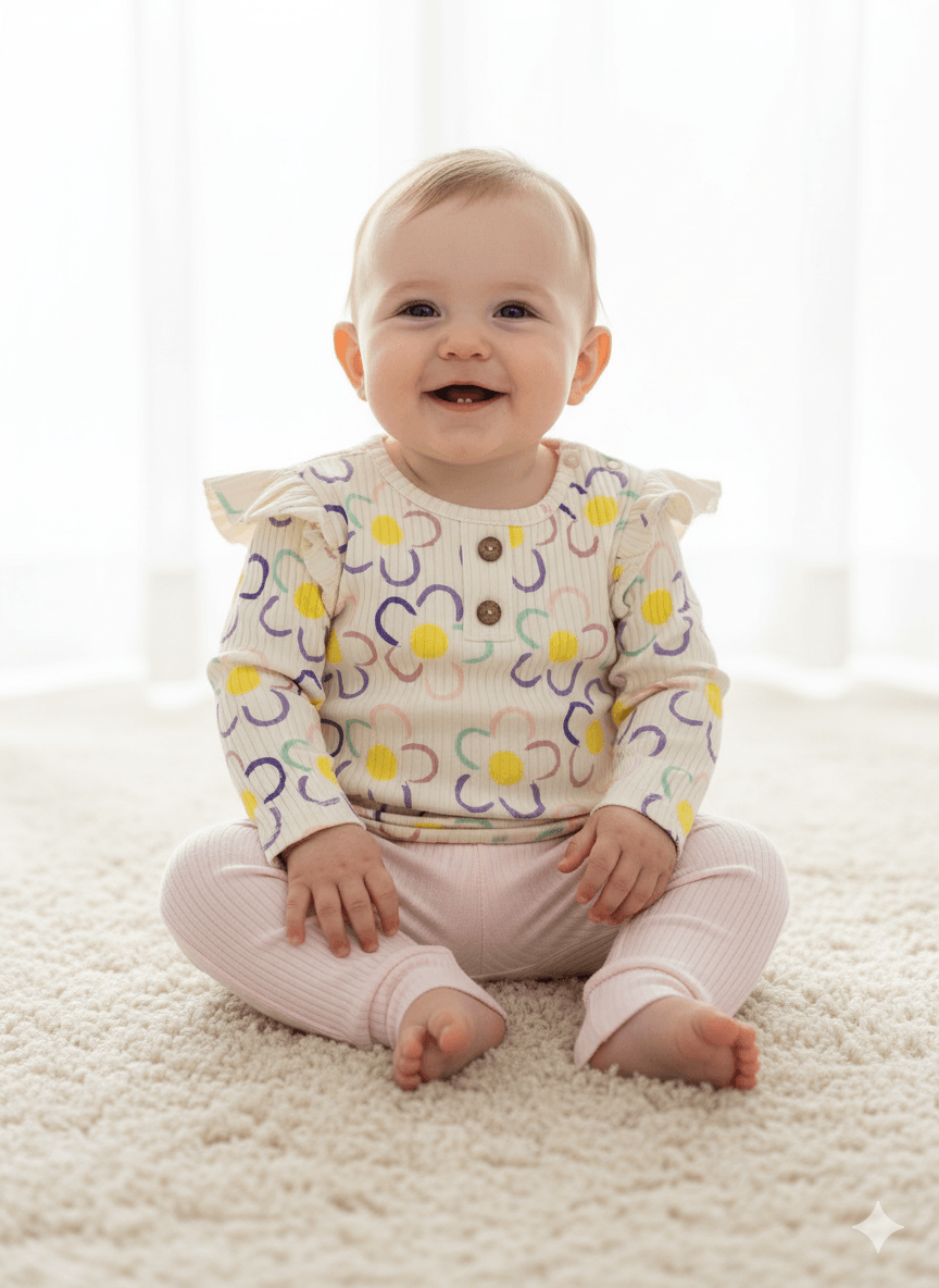 Kız Bebek Fitilli Papatyalı İkili Takım