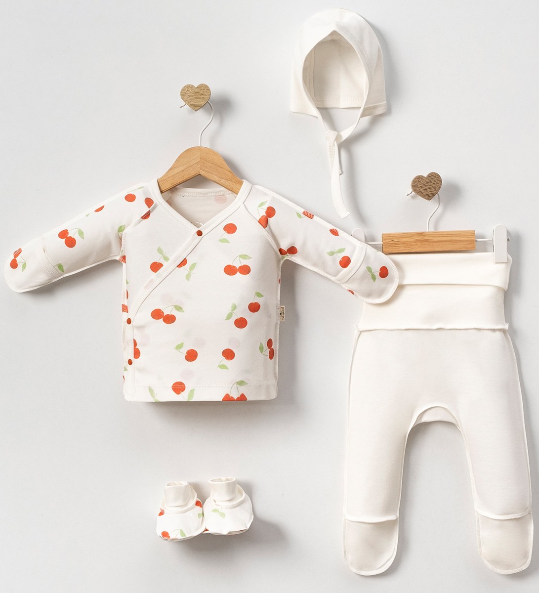 Kız Bebek Ters Dikişli Kirazlı Set