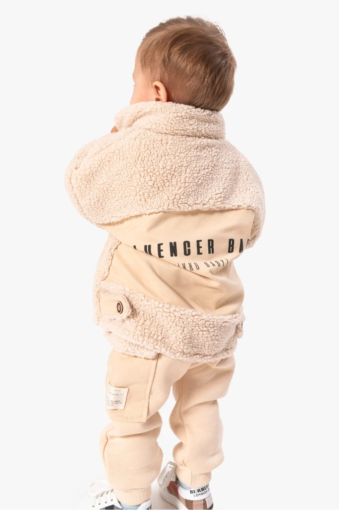 Erkek Bebek Peluş Montlu Tarz Üçlü Takım