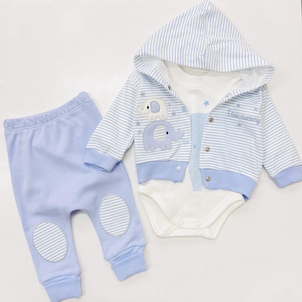 Erkek Bebek Filli Badili Mavi Üçlü Takım - açık mavi