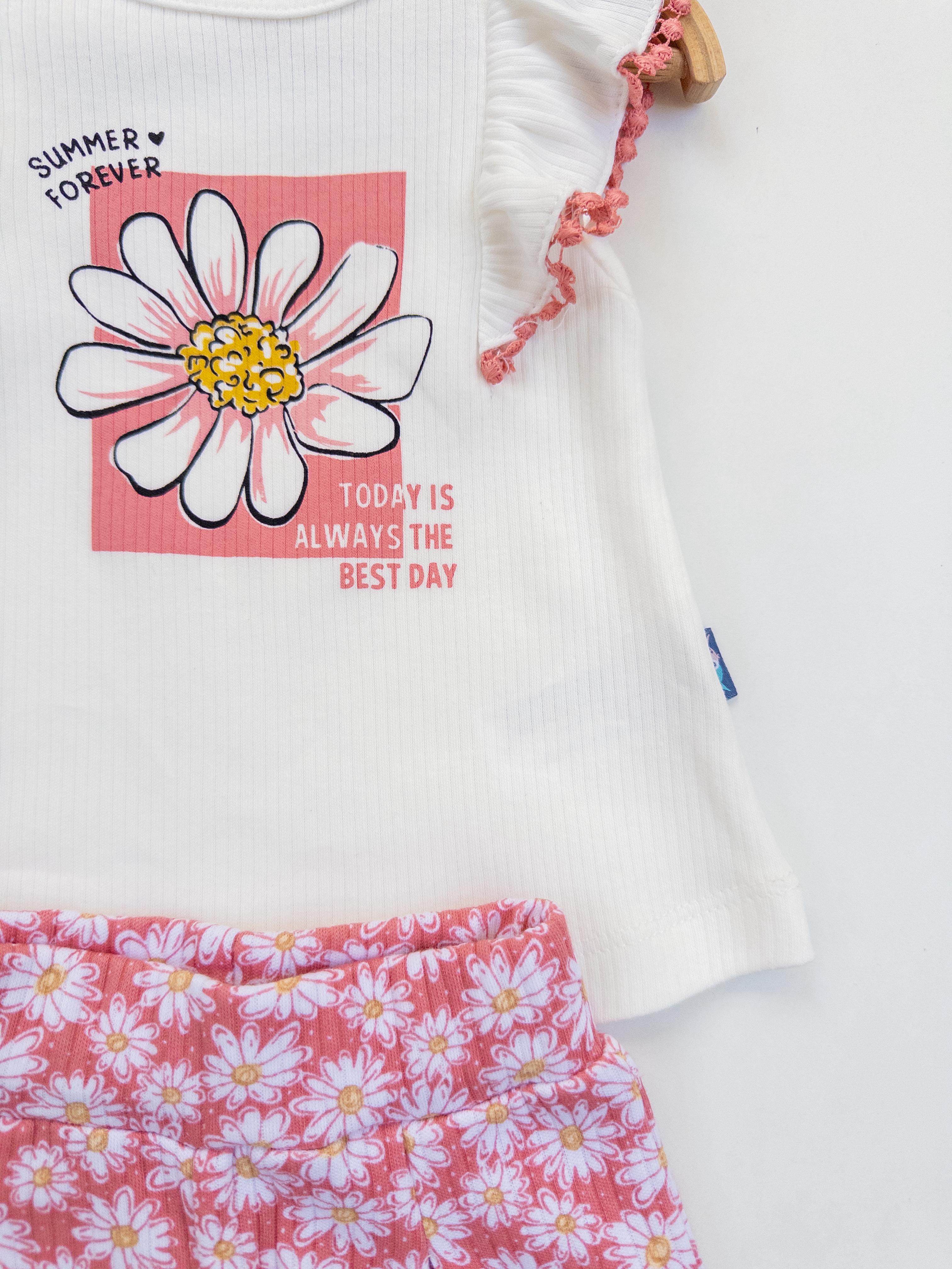 Kız Bebek Fitilli Şortlu İkili Takım