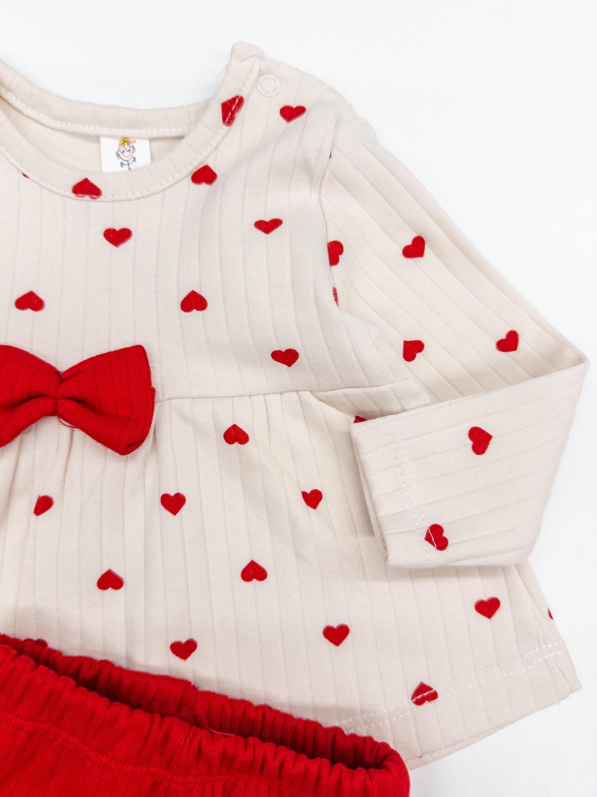 Kız Bebek Kalp Desenli İkili Takım