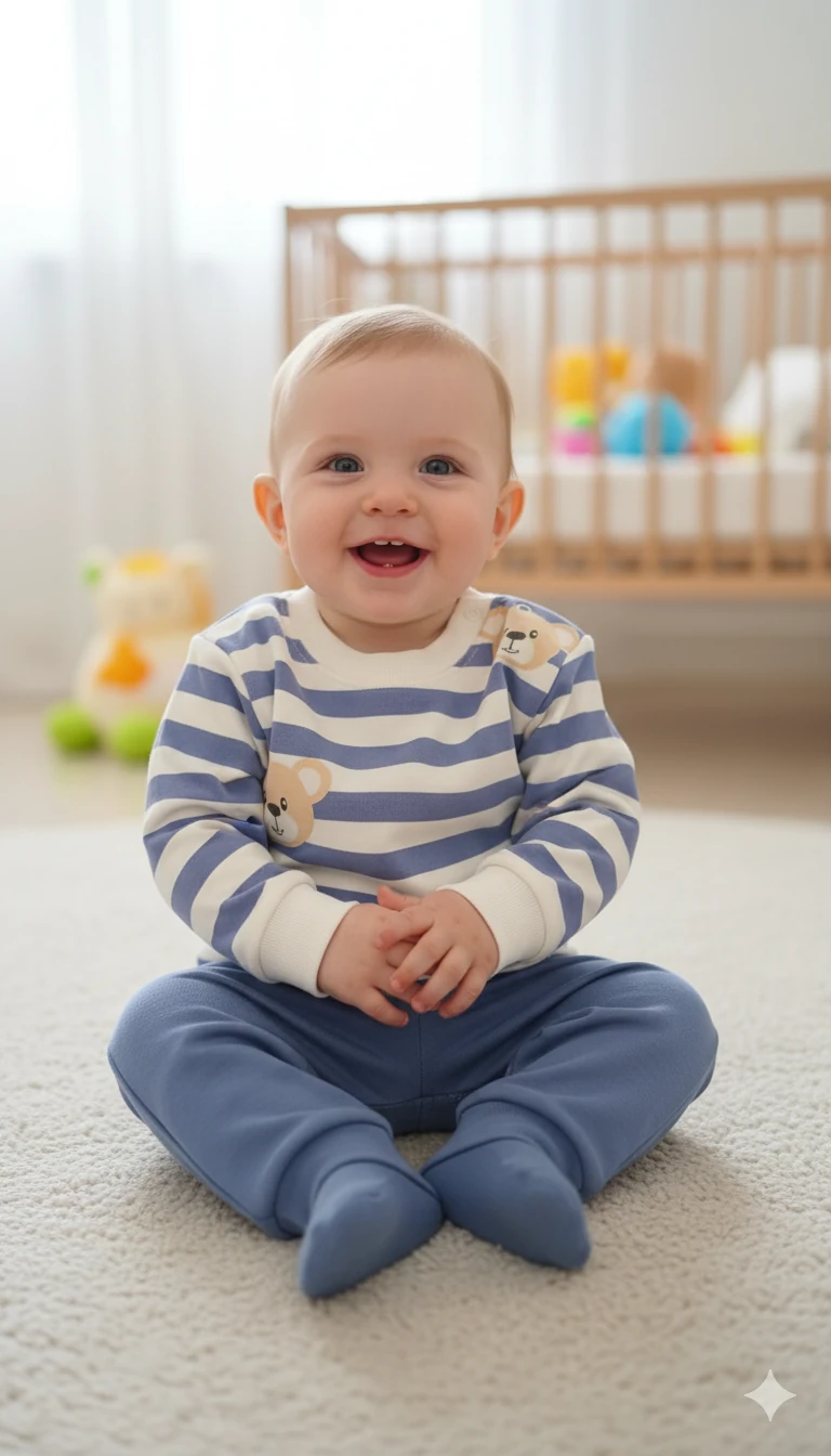 Erkek Bebek Ayıcıklı İkili Takım - Mavi