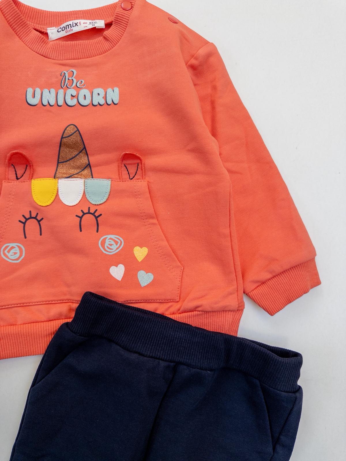 Kız Bebek Unicorn Baskılı İkili Takım