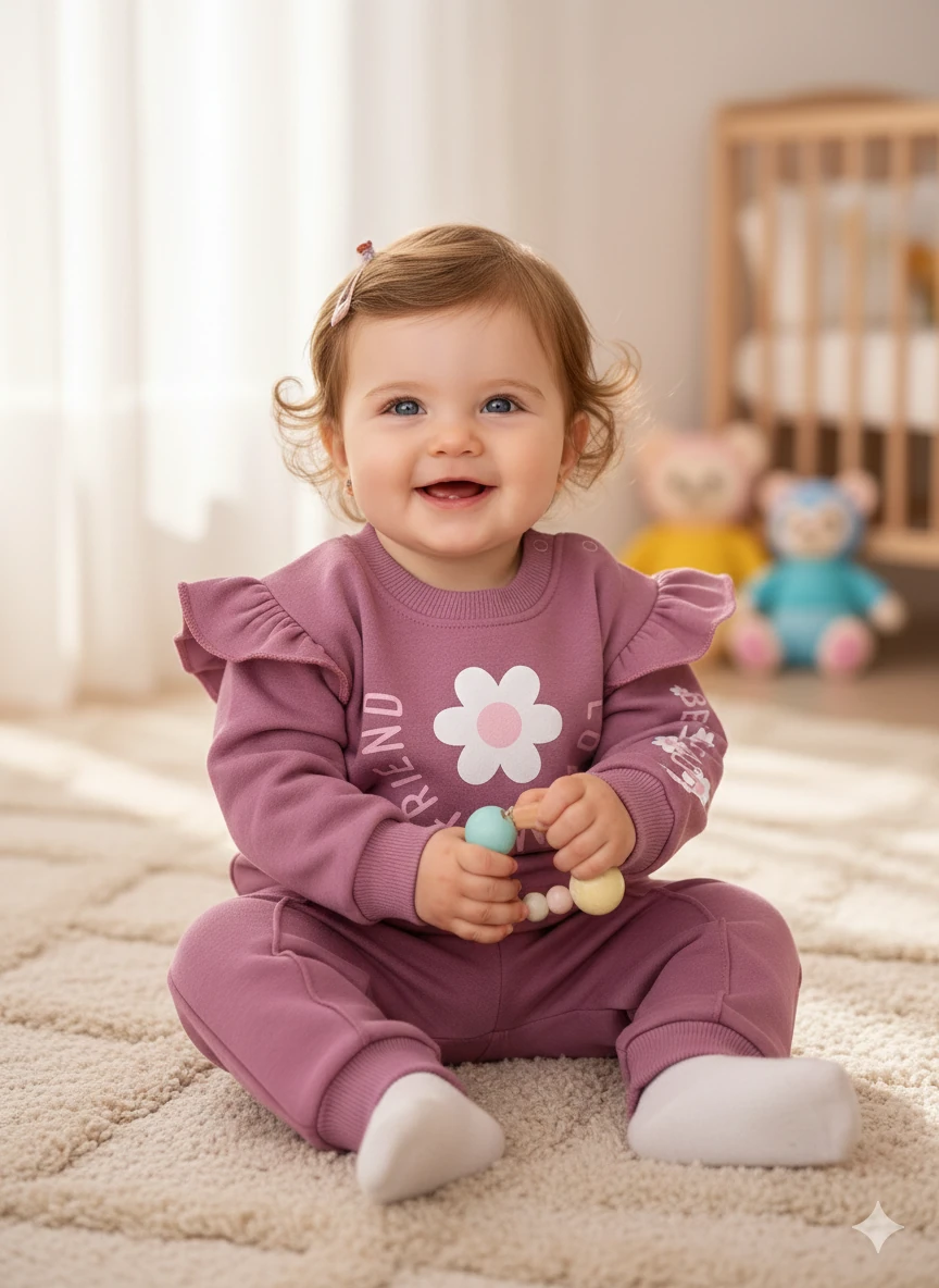 Kız Bebek Şardonlu Love My Friend Yazılı İkili Takım - lila