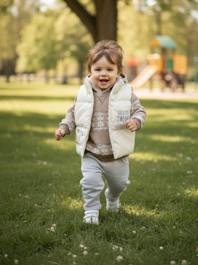 Erkek Bebek Good Time Yelekli Üçlü Takım