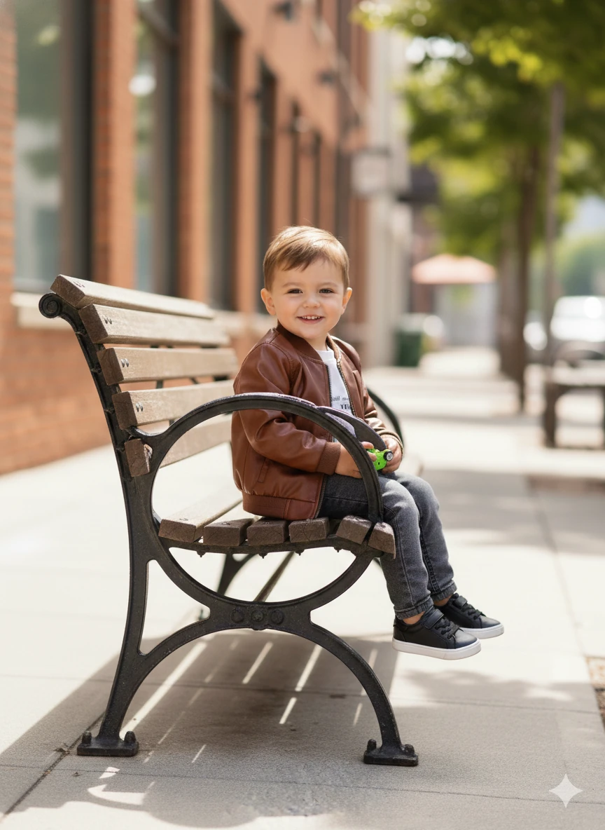 Erkek Bebek Deri Ceketli 3Lü Tarz Takım