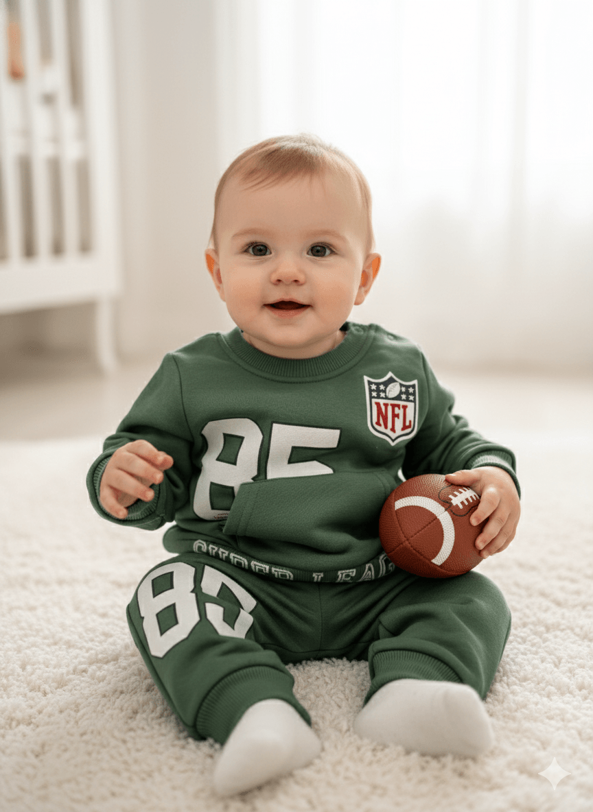 Erkek Bebek NFL Baskılı Şardonlu İkili Takım - yeşil