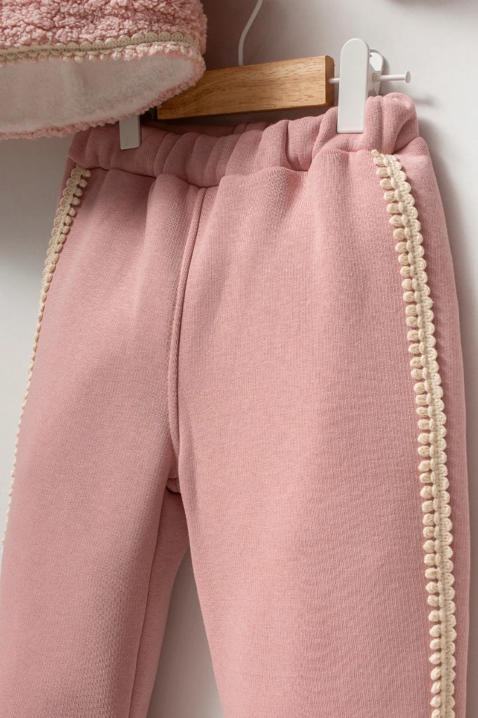 Kız Bebek Peluş Ceketli Üçlü Takım