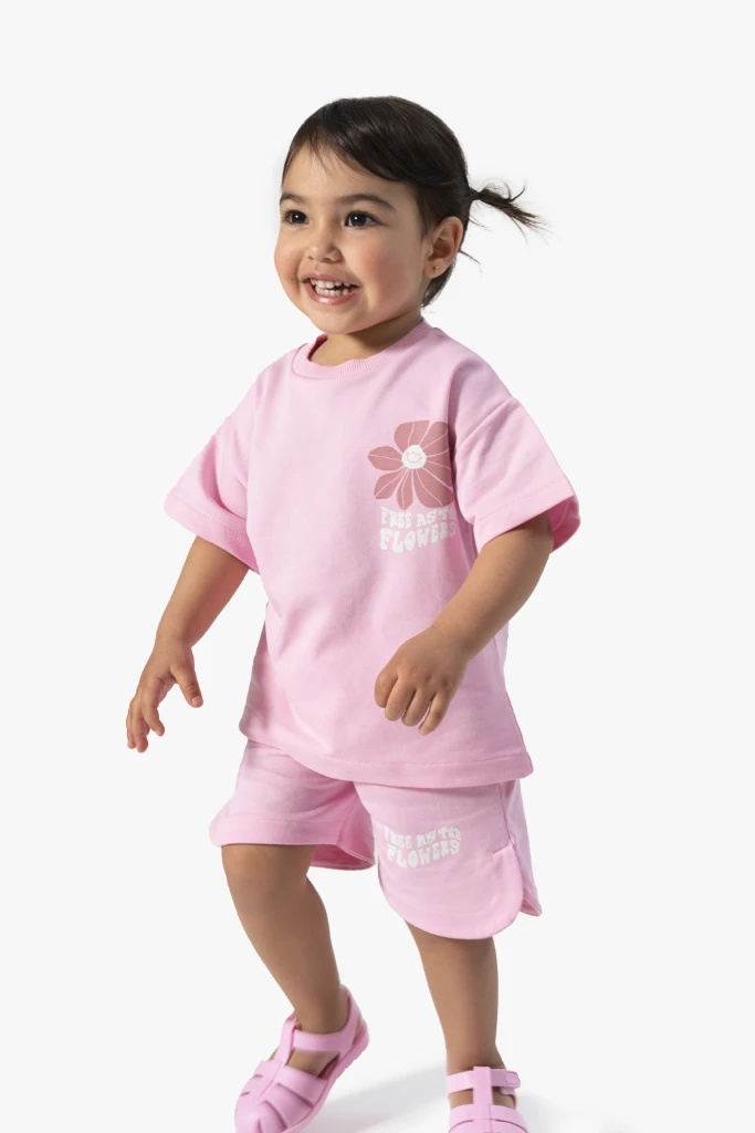 Kız Bebek Sırt Baskılı Şortlu İkili Takım