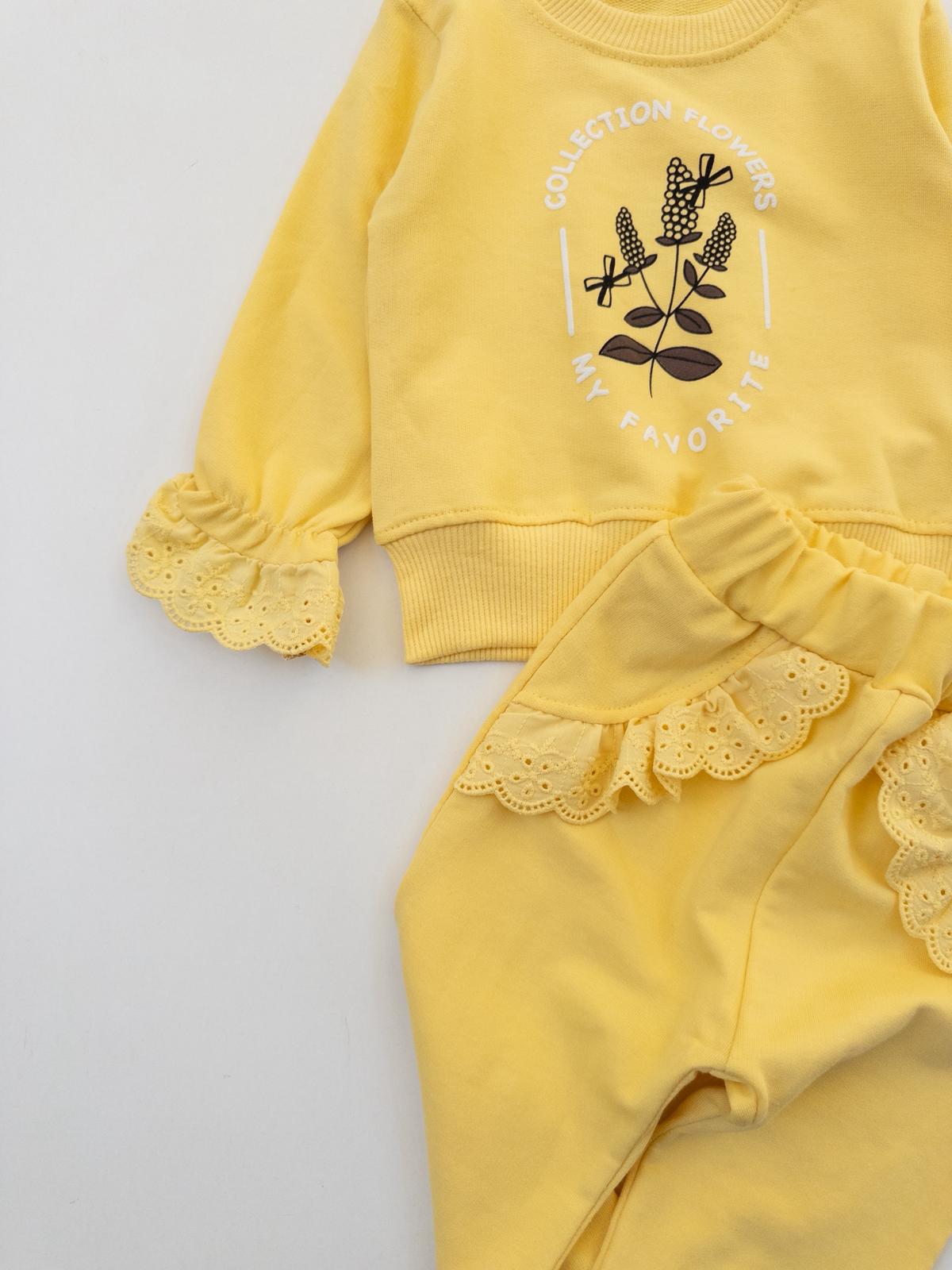 Kız Bebek Dantel Detaylı Mevsimlik İkili Takım