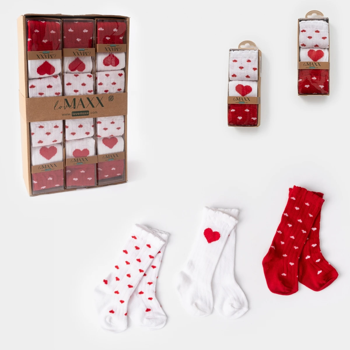 Kız Bebek Diz Altı 0-6 Ay Kutulu 3 Adet Çorap