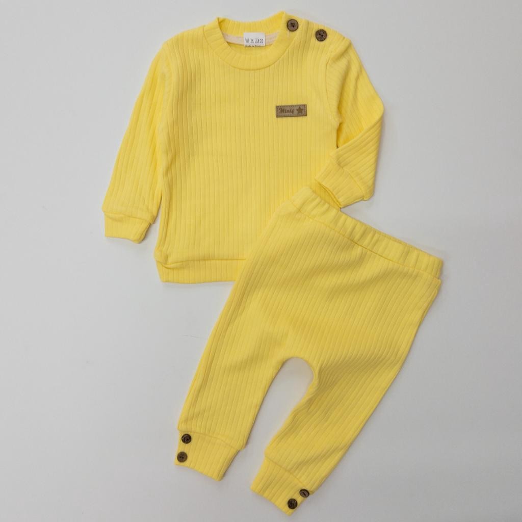 Unisex Bebek Fitilli Esnek İkili Takım - Sarı
