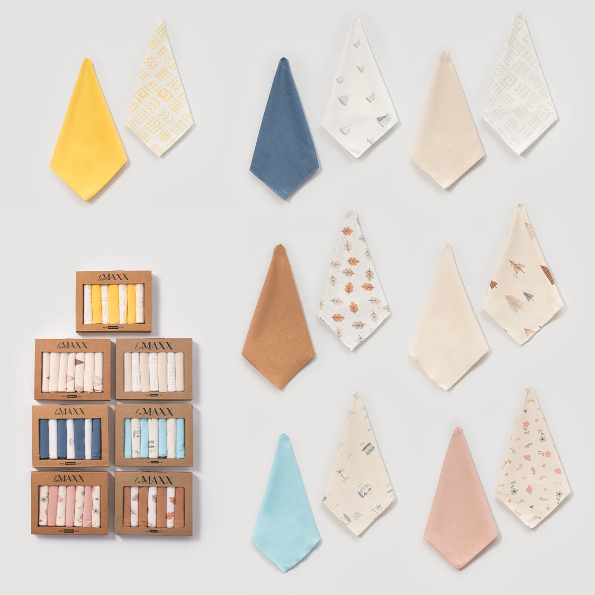 Unisex Bebek Kutulu 7 Adet Ağız Mendili