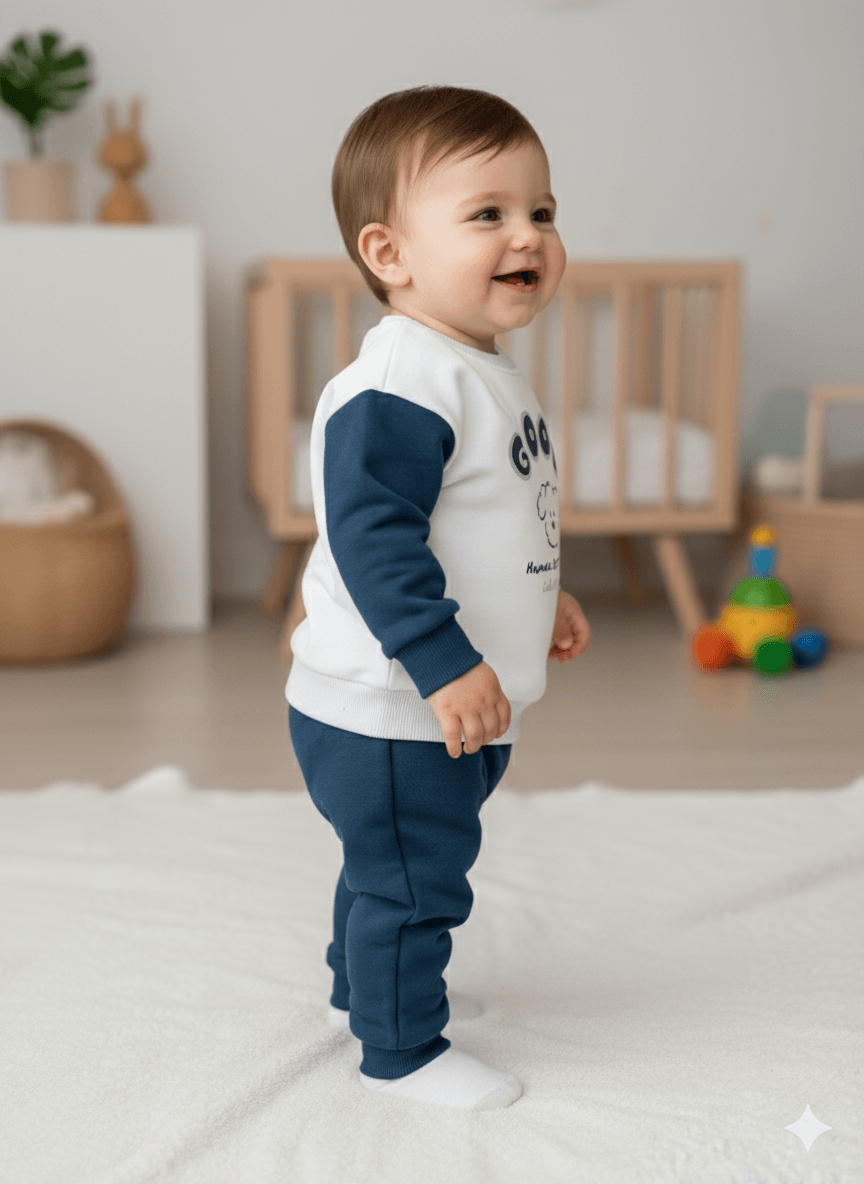 Erkek Bebek Şardonlu Good Baskılı İkili Takım