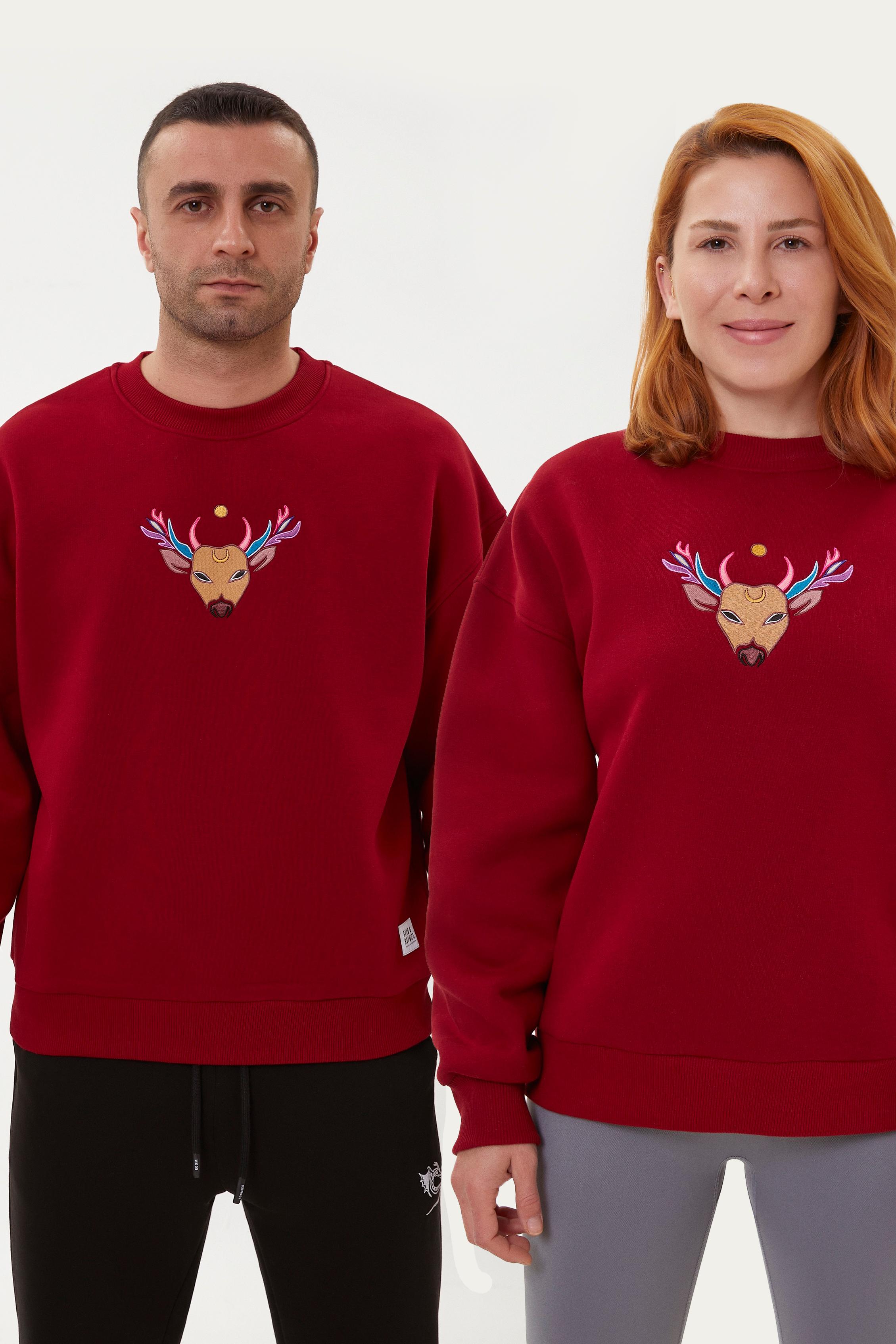 Unisex Oversize Christmas Sweatshirt - Bordo