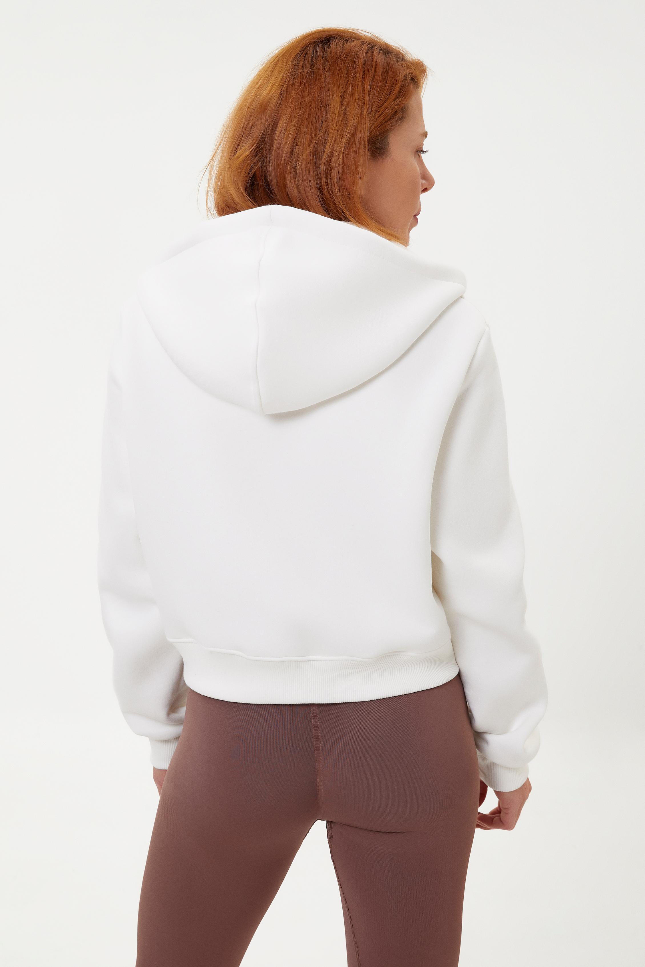 Kadın Fermuarlı Crop Hoodie