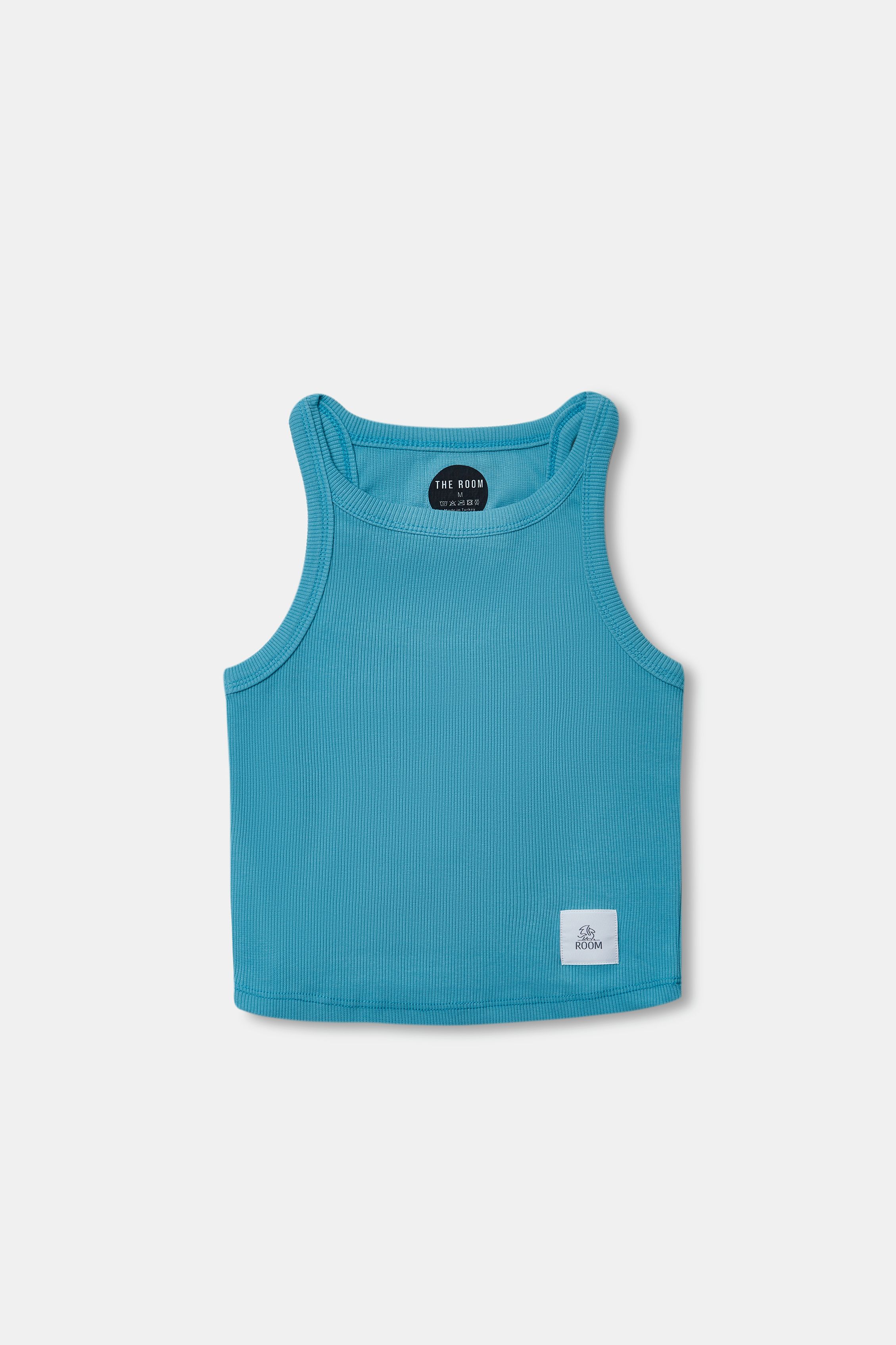 Women Basic Swimmer's Crop Top - Turquoise