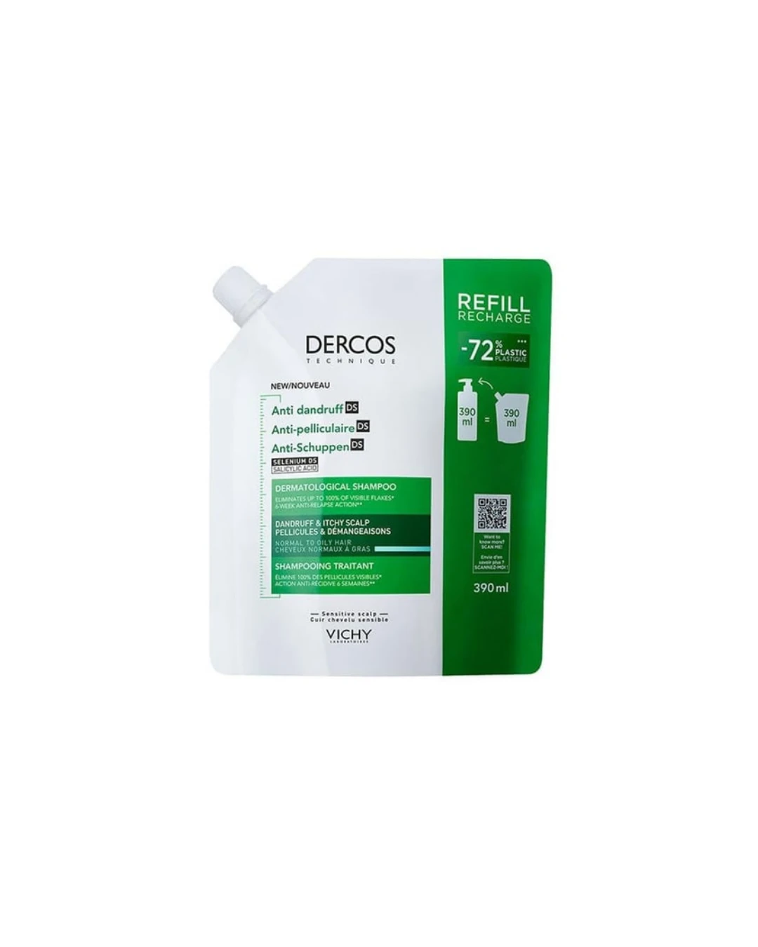 Vichy Dercos Anti Dandruff Normal ve Yağlı Saçlar İçin Kepek Karşıtı Şampuan Refill 390 ml