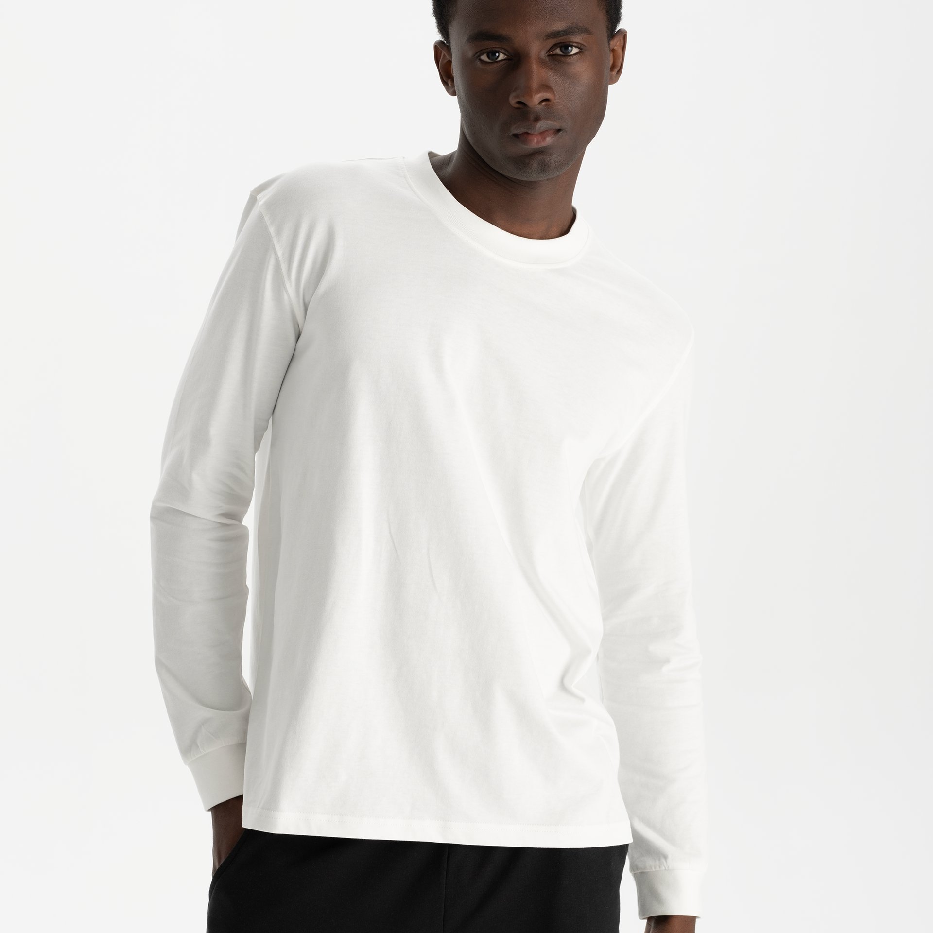 Uzun Kollu Relax T-Shirt - krem beyaz