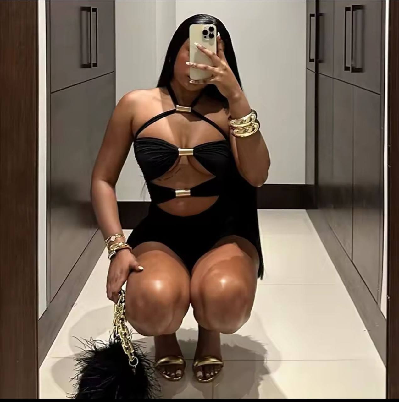 Sandy kumaş Toka Detaylı Mini Şort Tulum  - SİYAH