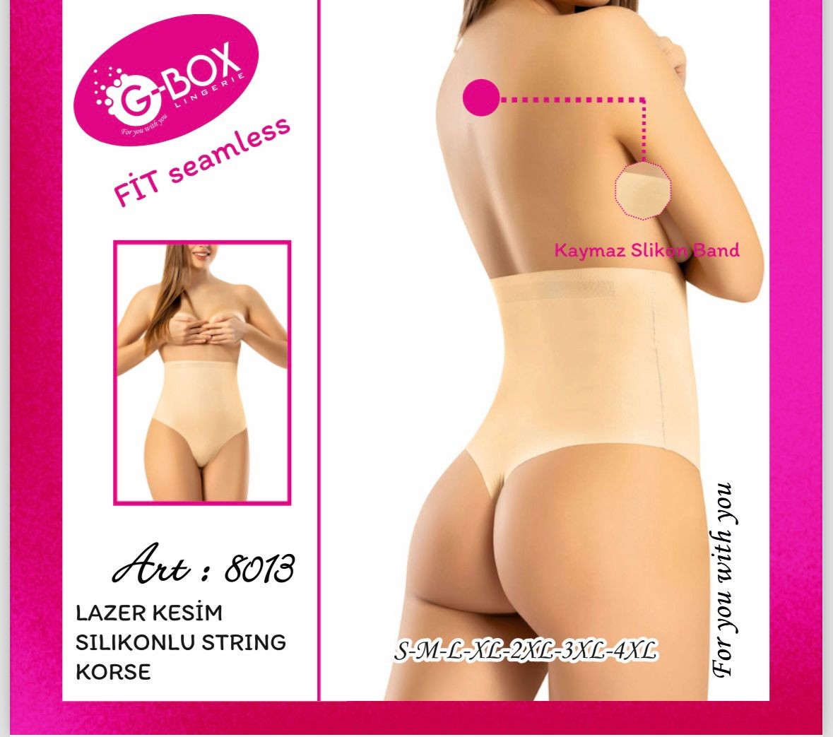 Lazer kesim silikonlu String korse