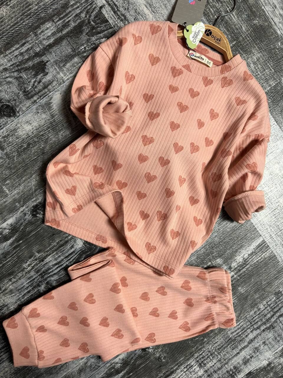 Pembe Kalp Desen Pijama