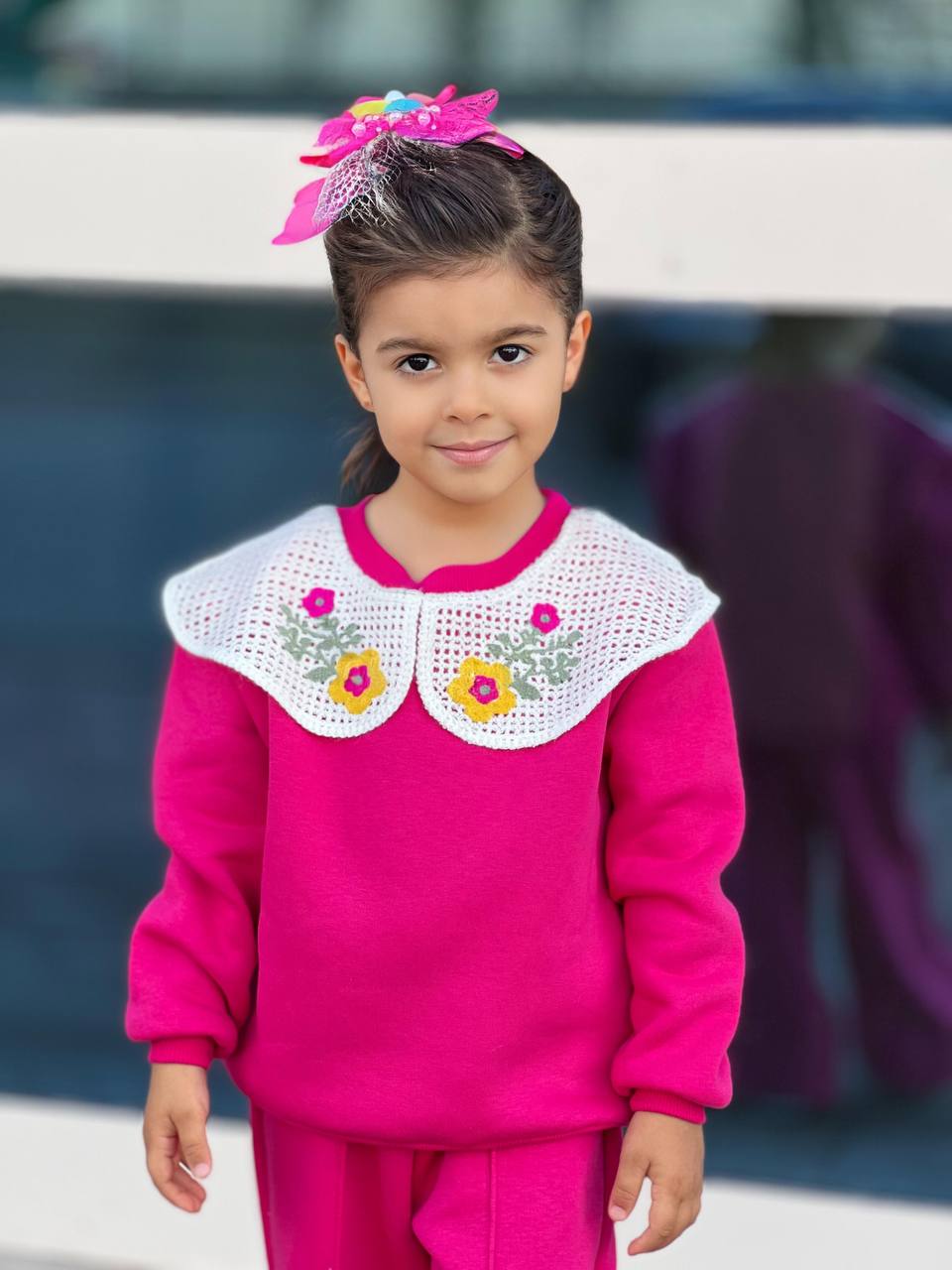 Örme Yaka Pembe Takım