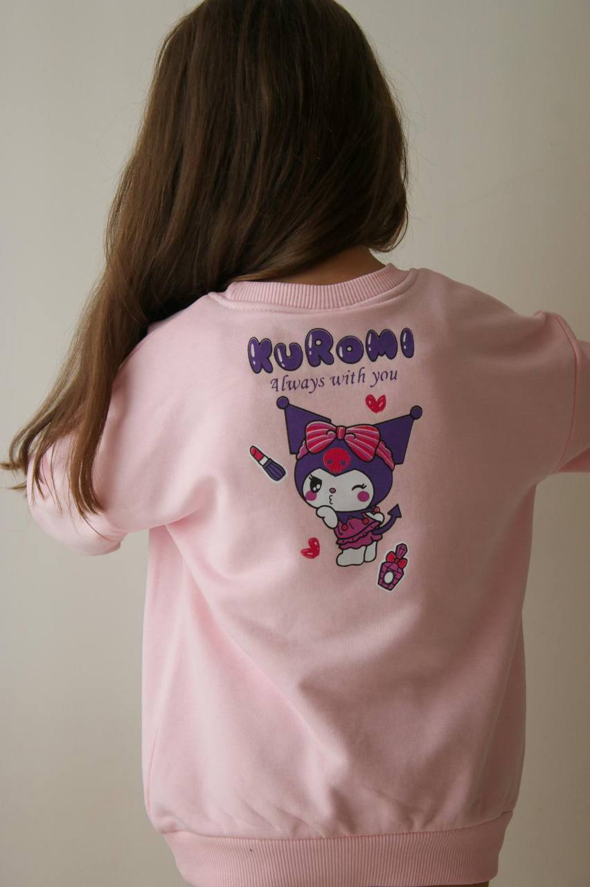 PEMBE KUROMİ BASKILI 3 İPLİK TAKIM