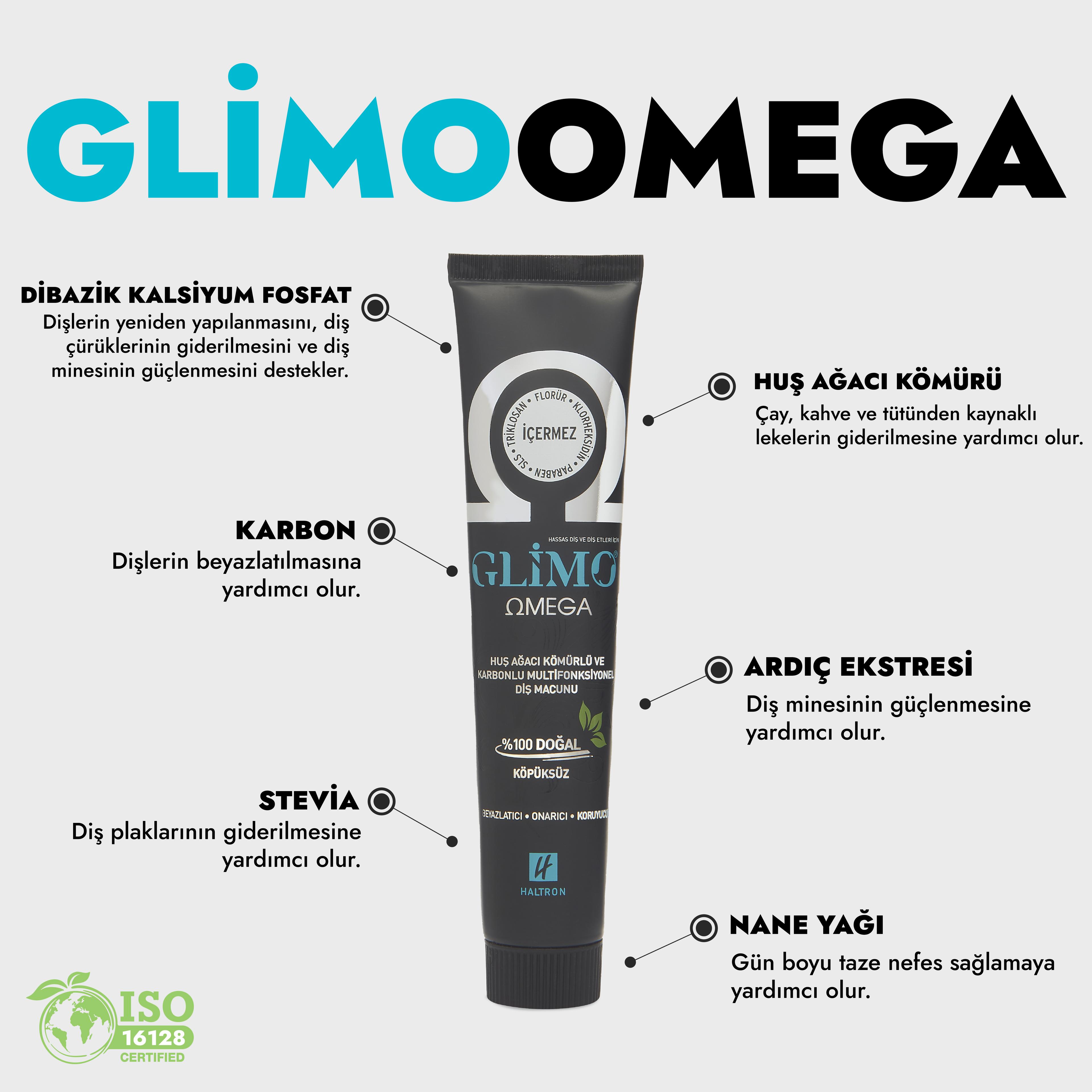 Отбеливающая 100% натуральная зубная паста Glimo Omega