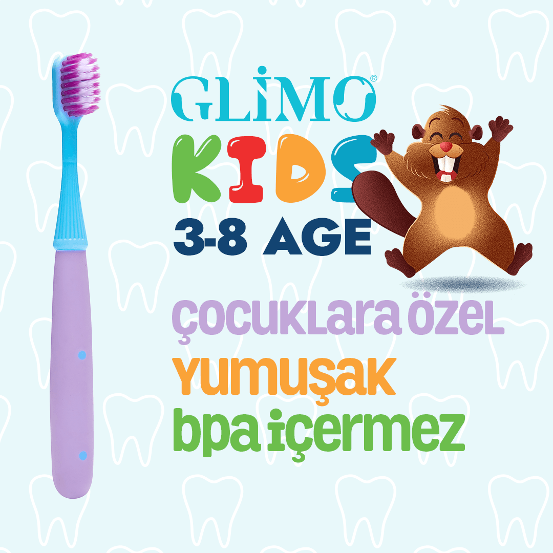 Glimo Kids Oral Care Toothbrush 3-8 Age - Blue