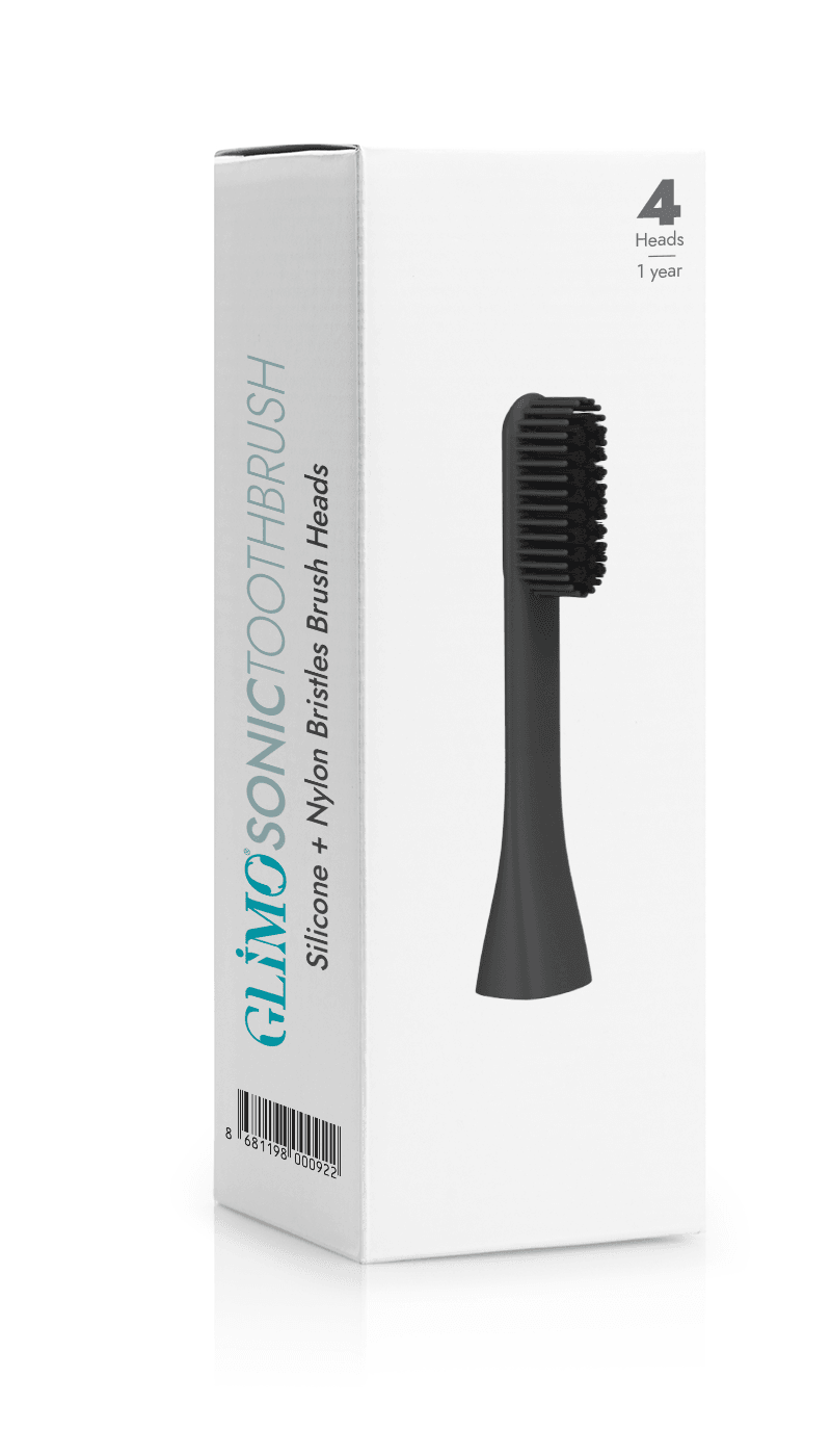 Glimo Nylon & Silicone Head 4 Şarjlı Diş Fırçası Başlığı - Carbon