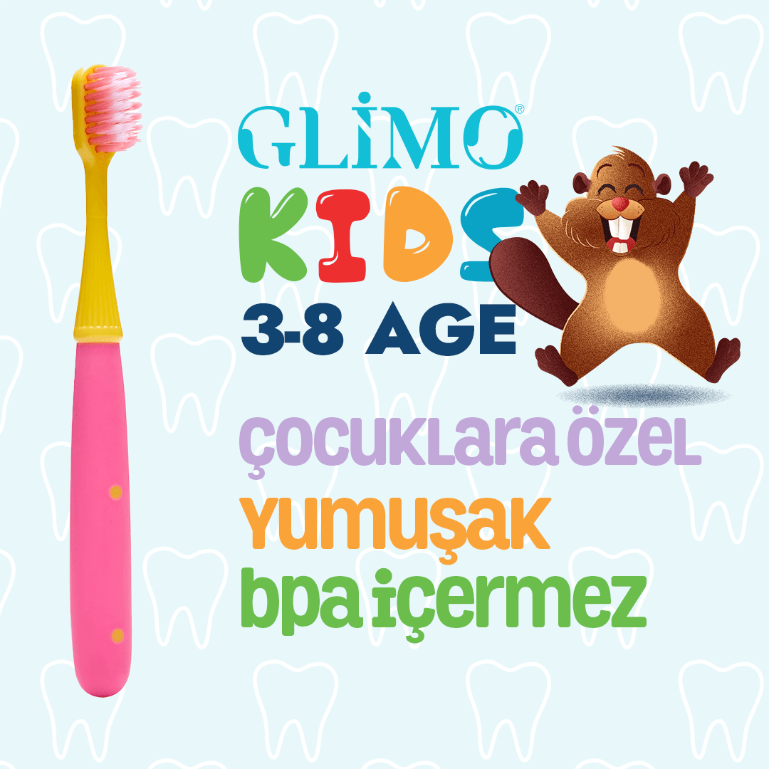 Glimo Kids Oral Care Toothbrush 3-8 Age - Pink